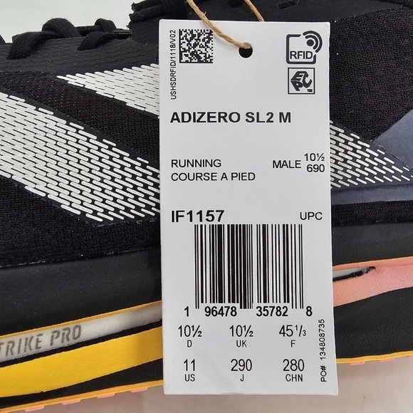 adidas Adizero SL2 Running Shoes Core Black Zero Metallic IF1157 Men\'s Size 11 main image 6